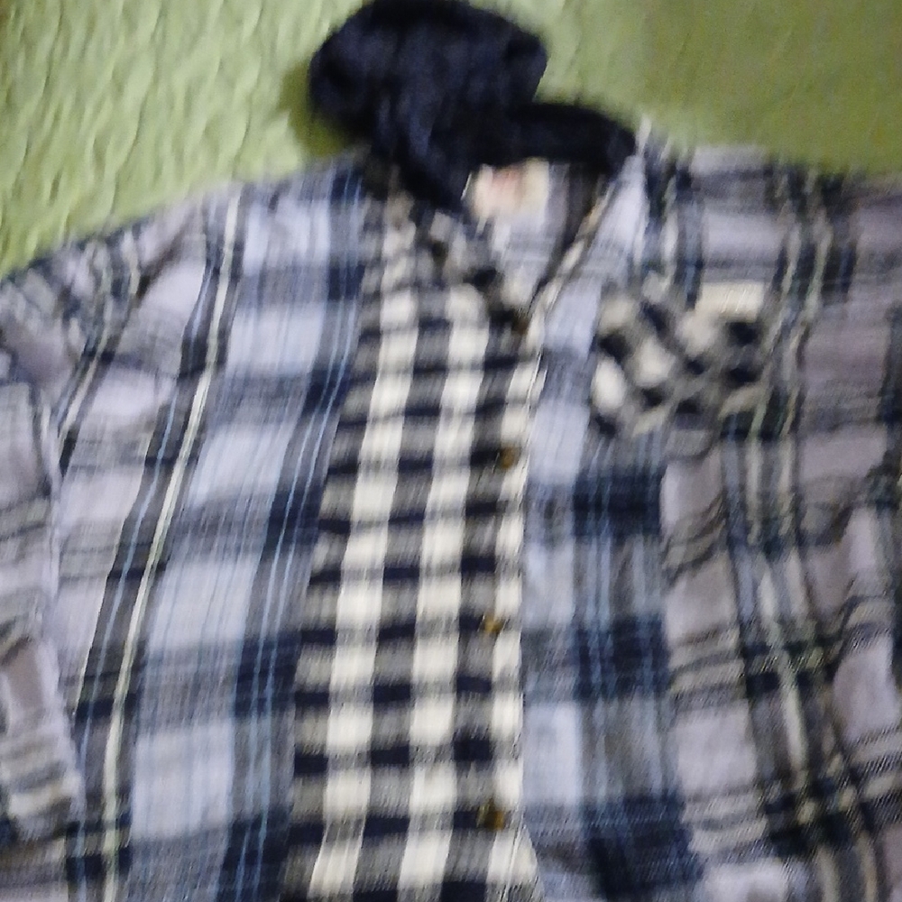 Justice Girls Flannel Blue and White Checkered Shirt